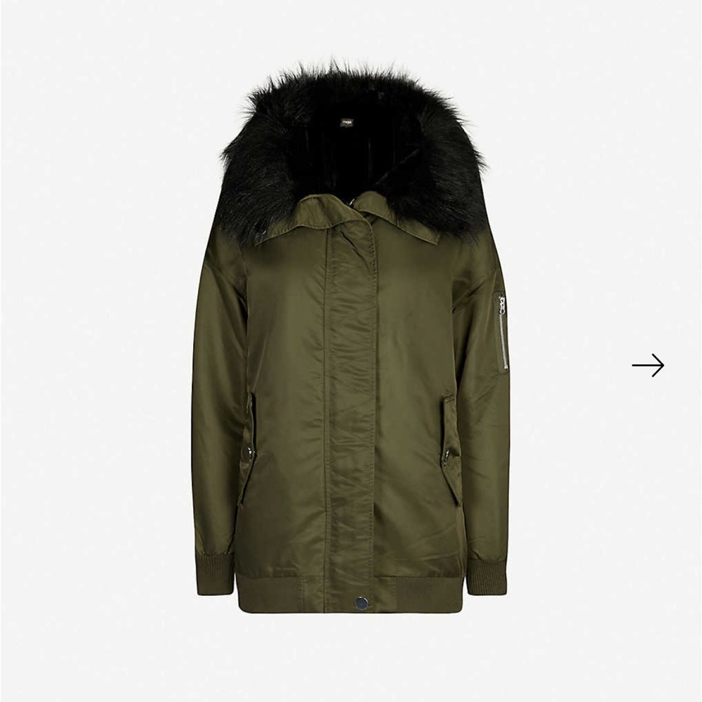Maje Faux fur-trimmed shell jacket - size EU 36 (US small). Amazing condition.